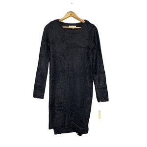IF IT WERE ME Fuzzy Soft Cozy Black Long Sleeve Sweater Midi Dress Whimsigoth M